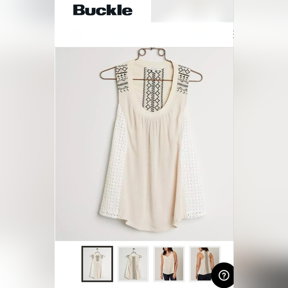 Miss Me Lightweight Gauze Tank Top Laser Cut Inserts Women's Large - Picture 5 of 16